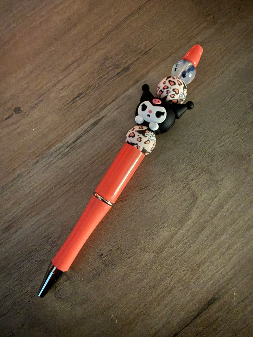 Sweet & Sassy Character Beaded Pens | Pink & Coral Leopard Pens | Cute Handmade Gift Pens