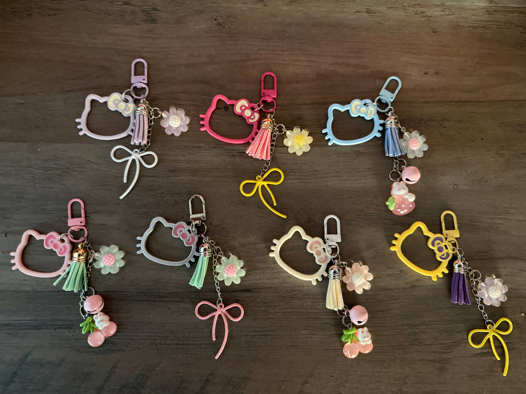 Pastel Kitty-Inspired Bag Charms & Phone Charms | Cute Bow, Flower & Tassel Accessories