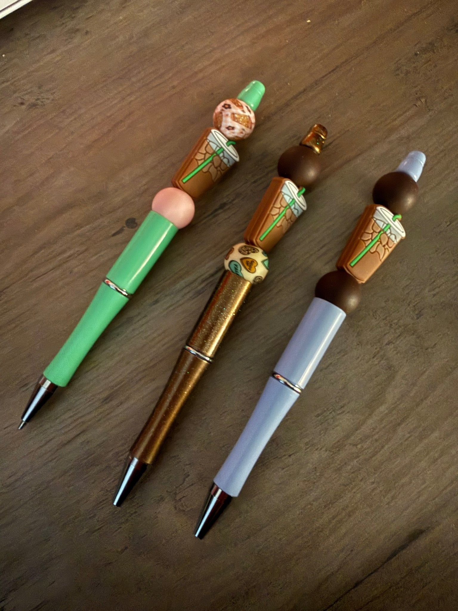 Coffee Lover Beaded Pens | Iced Coffee & Latte Inspired Pens | Cute Handmade Gift Pens - Linnea’s Cute Creationz