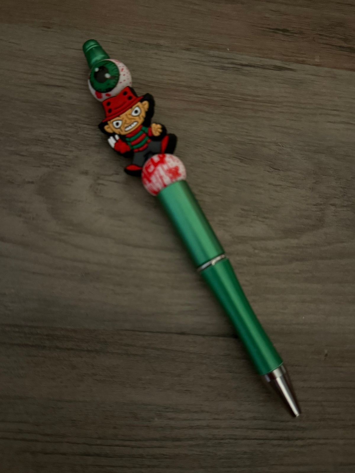 Freddy Krueger Inspired Beaded Pens | Nightmare on Elm Street Horror Pens | Handmade Halloween Pens | Spooky Gifts for Horror Lovers - Linnea’s Cute Creationz