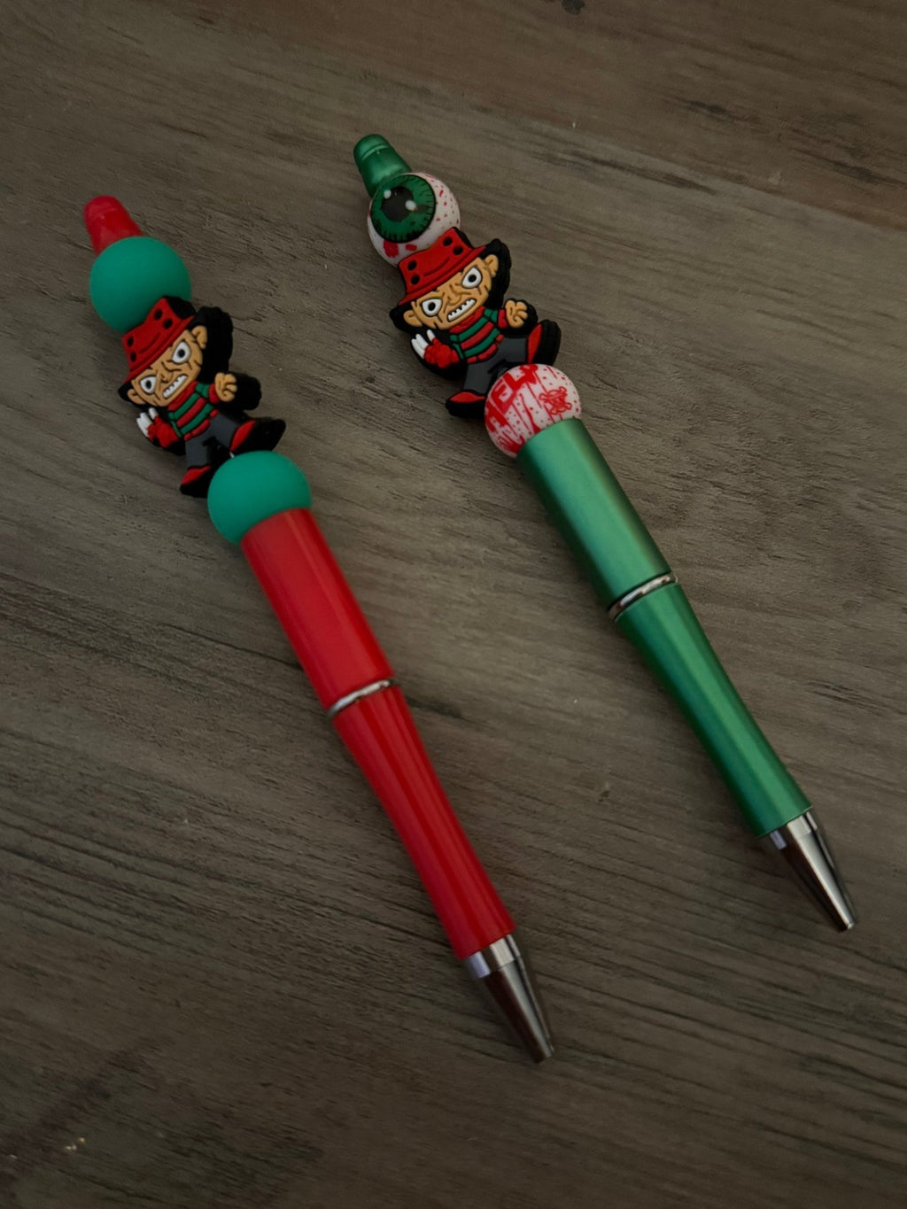 Freddy Krueger Inspired Beaded Pens | Nightmare on Elm Street Horror Pens | Handmade Halloween Pens | Spooky Gifts for Horror Lovers - Linnea’s Cute Creationz