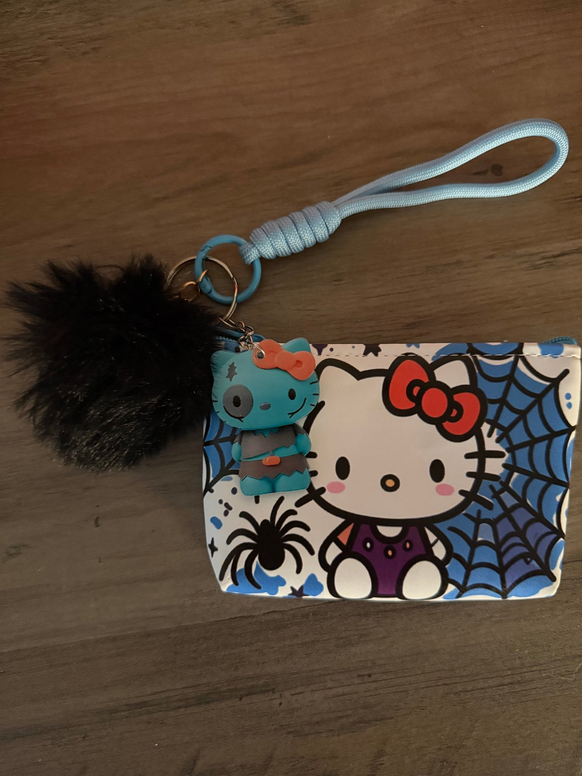 Halloween Kitty-Inspired Mini Zipper Pouches | Cute Spooky Coin Purses | Wristlet Keychain Wallets with Pom Pom & Charm | Kawaii Halloween Gifts - Linnea’s Cute Creationz