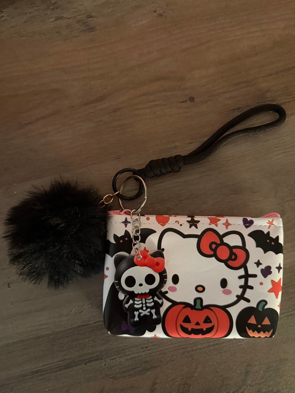 Halloween Kitty-Inspired Mini Zipper Pouches | Cute Spooky Coin Purses | Wristlet Keychain Wallets with Pom Pom & Charm | Kawaii Halloween Gifts - Linnea’s Cute Creationz