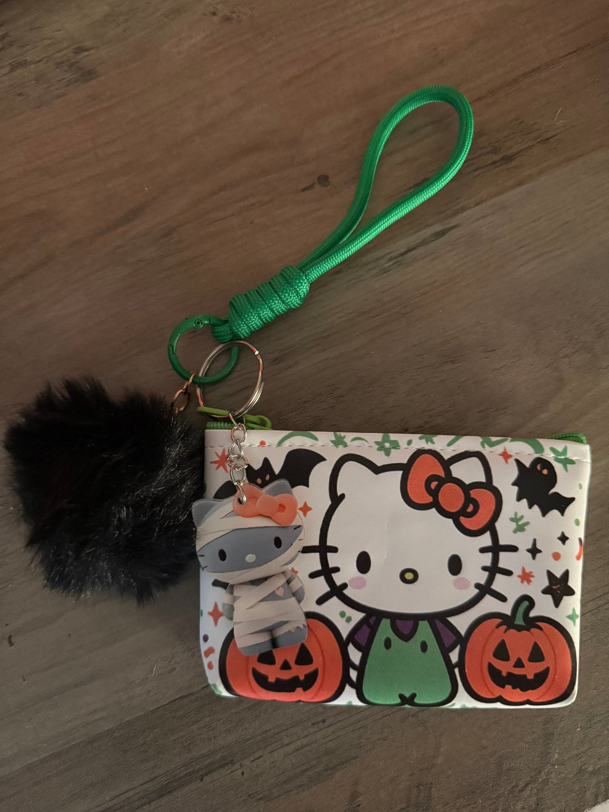 Halloween Kitty-Inspired Mini Zipper Pouches | Cute Spooky Coin Purses | Wristlet Keychain Wallets with Pom Pom & Charm | Kawaii Halloween Gifts - Linnea’s Cute Creationz