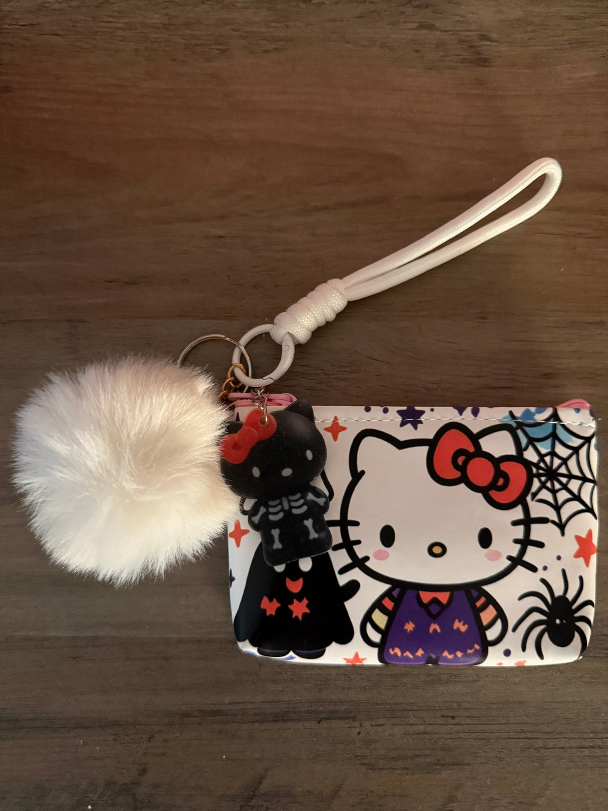 Halloween Kitty-Inspired Mini Zipper Pouches | Cute Spooky Coin Purses | Wristlet Keychain Wallets with Pom Pom & Charm | Kawaii Halloween Gifts - Linnea’s Cute Creationz