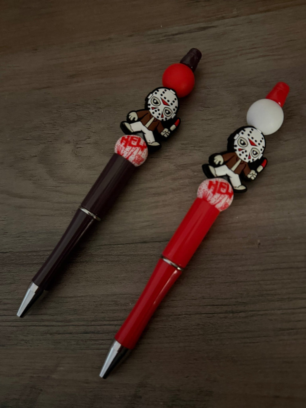 Jason Voorhees Inspired Beaded Pens | Friday the 13th Horror Pens | Handmade Halloween Pens | Spooky Gifts for Horror Lovers - Linnea’s Cute Creationz