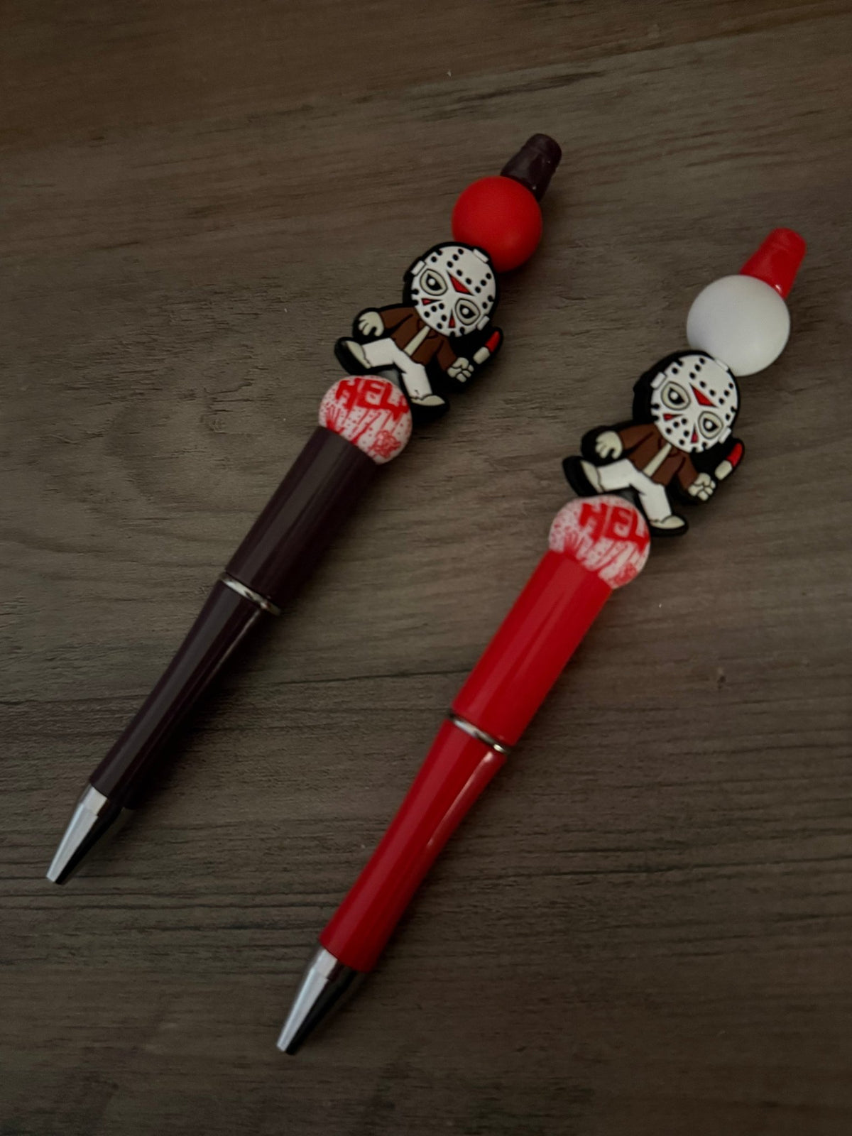 Jason Voorhees Inspired Beaded Pens | Friday the 13th Horror Pens | Handmade Halloween Pens | Spooky Gifts for Horror Lovers - Linnea’s Cute Creationz