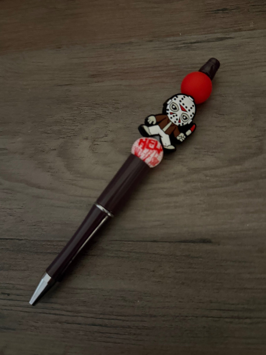 Jason Voorhees Inspired Beaded Pens | Friday the 13th Horror Pens | Handmade Halloween Pens | Spooky Gifts for Horror Lovers - Linnea’s Cute Creationz