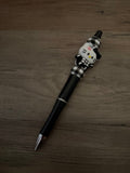 Spooky Kitty Beaded Pens | Skeleton Kitty Halloween Pens | Pink & Black Gothic Pens | Cute Spooky Season Gifts - Linnea’s Cute Creationz
